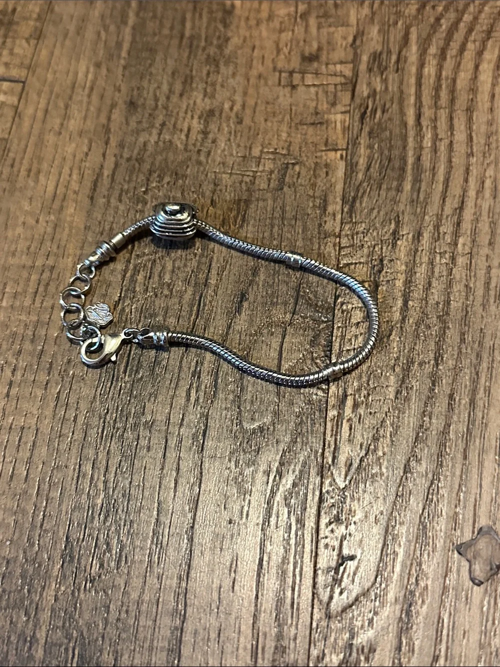 Sterling Silver Snake Chain Bracelet with Bead Accent